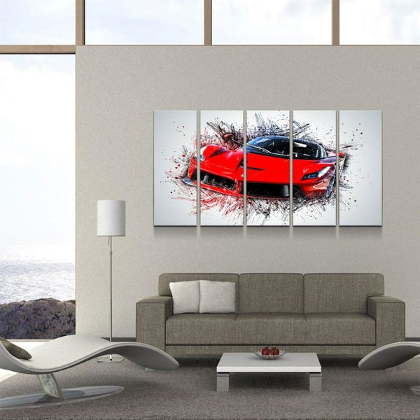 Red Super Car Digital Art Canvas Set