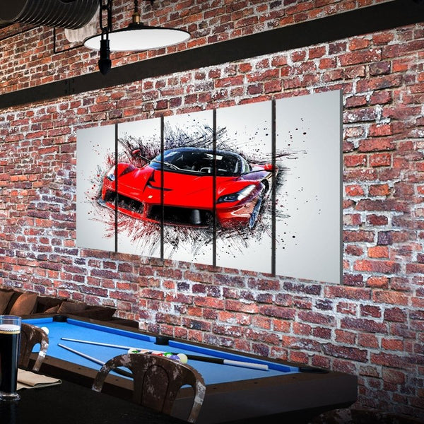 Red Super Car Digital Art Canvas Set