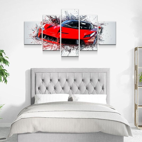 Red Super Car Digital Art Canvas Set