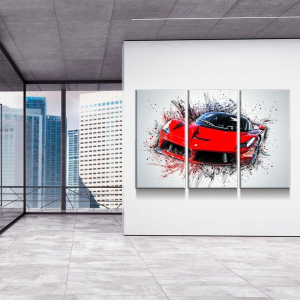 Red Super Car Digital Art Canvas Set