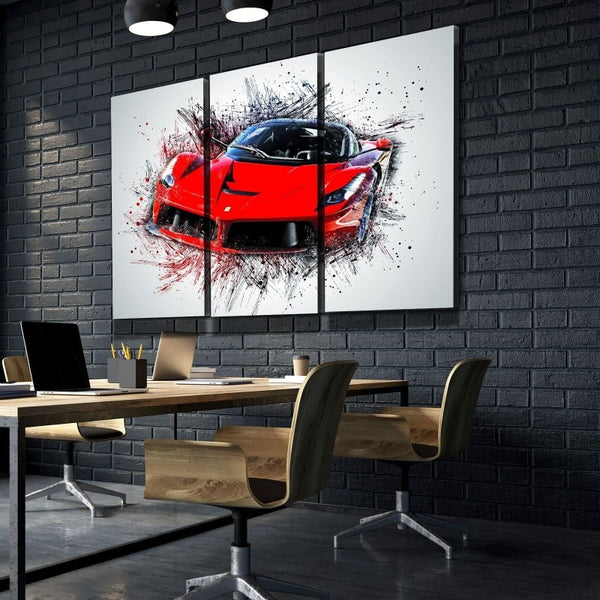 Red Super Car Digital Art Canvas Set