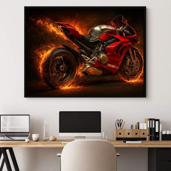 Ducati On Fire Canvas Art Limited Edition - FanaticPrintz