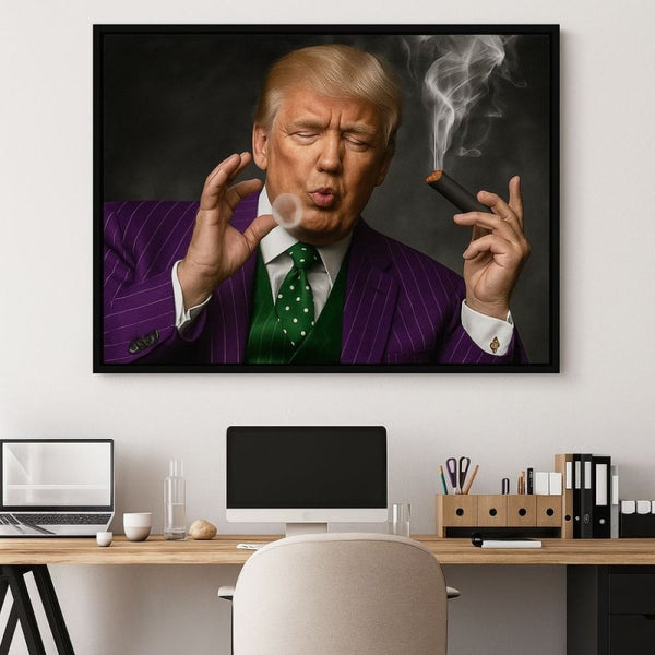 Trump Smoking a Cigar Canvas Art - FanaticPrintz