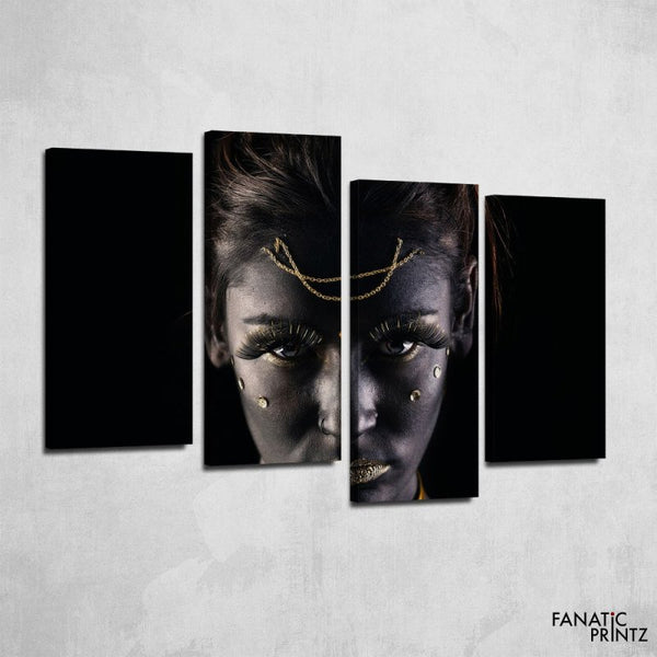 African Gold Black Necklace Lady Canvas Set - FanaticPrintz