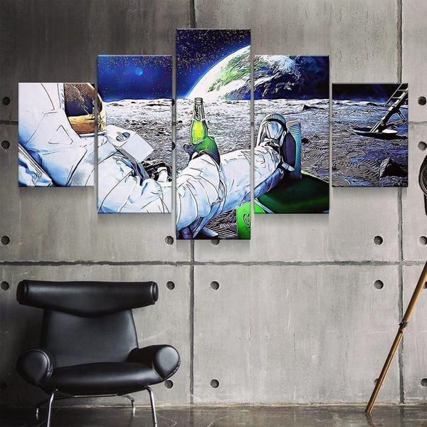 Beer On Moon Canvas Set - FanaticPrintz