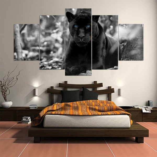 Black and White Leopard blue eyes - FanaticPrintz