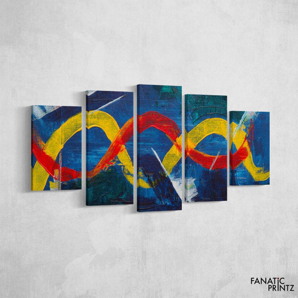 blue, red, and yellow abstract painting - FanaticPrintz