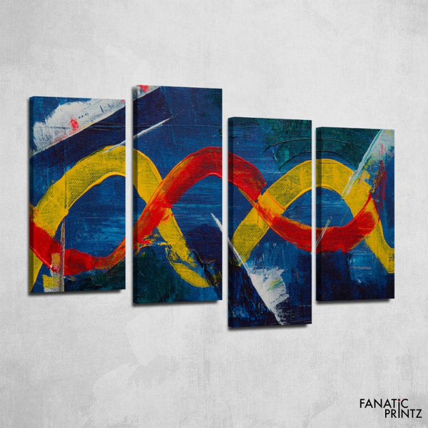 blue, red, and yellow abstract painting - FanaticPrintz