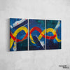 blue, red, and yellow abstract painting - FanaticPrintz