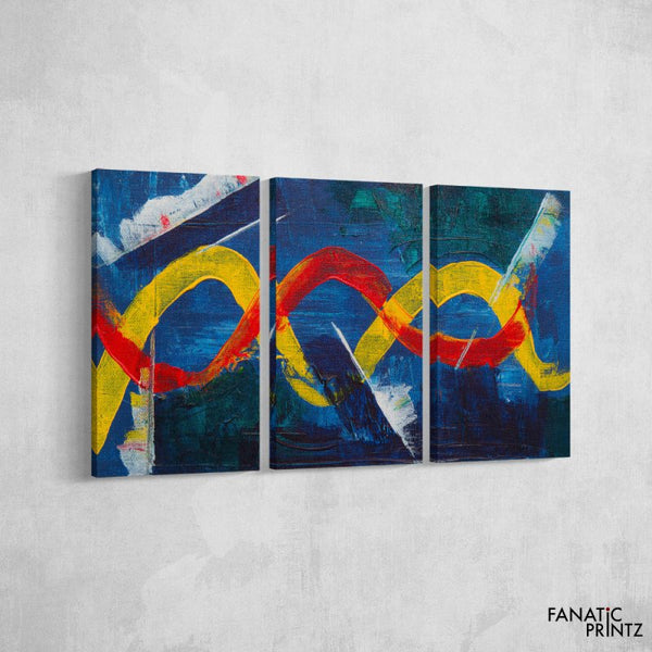blue, red, and yellow abstract painting - FanaticPrintz
