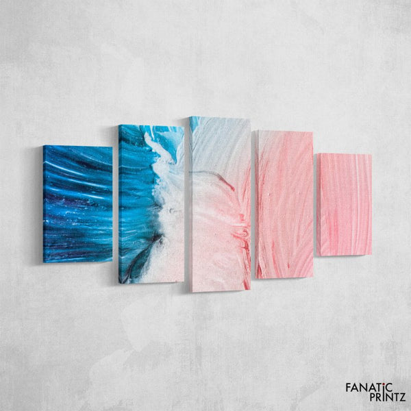 Blue white Pink Abstract Canvas Set - FanaticPrintz