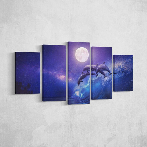 Dolphins In Dawn Canvas Set - FanaticPrintz