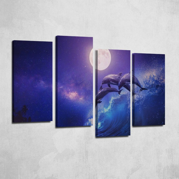Dolphins In Dawn Canvas Set - FanaticPrintz