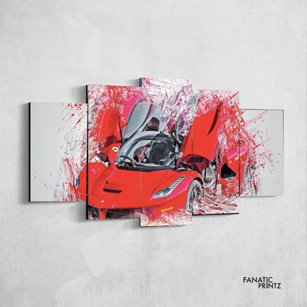 Red Ferrari Digital Art Canvas Set