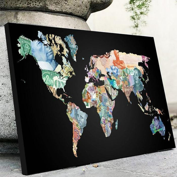 Financial World Map Globe Canvas Art