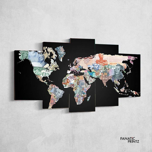 Financial World Map Globe Canvas Art