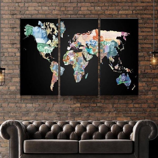 Financial World Map Globe Canvas Art