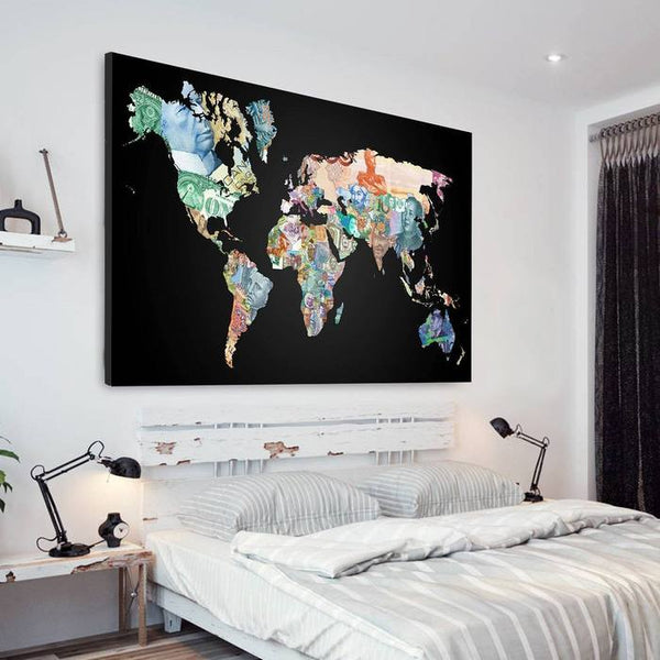 Financial World Map Globe Canvas Art