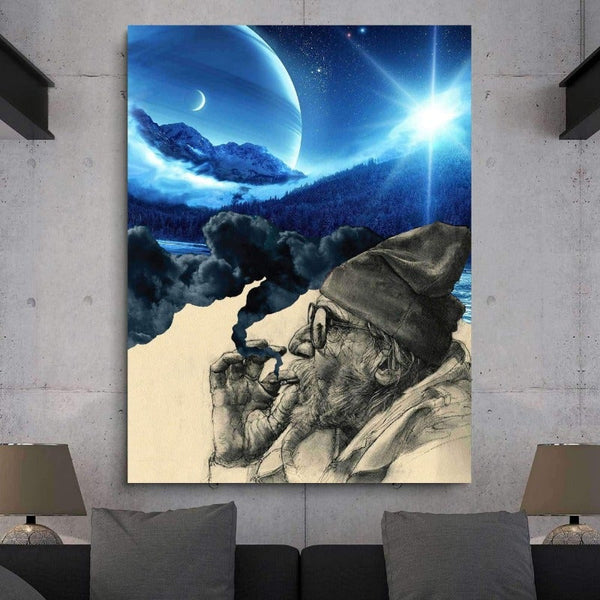 Ganja Man In Blue Space Canvas Art