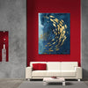 Gold Fishes Blue Abstract Canvas Art