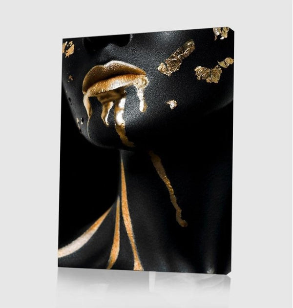 Gold Lips Woman Canvas Art