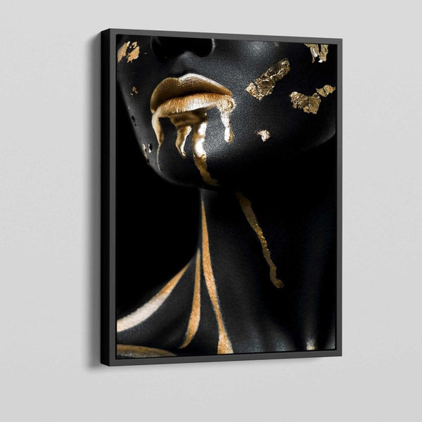 Gold Lips Woman Canvas Art