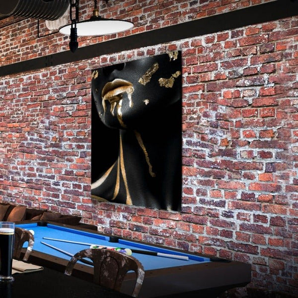 Gold Lips Woman Canvas Art