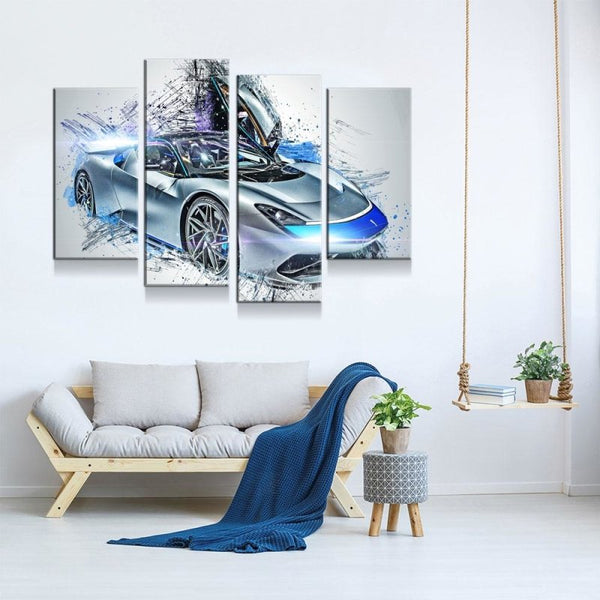 Modern Car Illustration Canvas Set