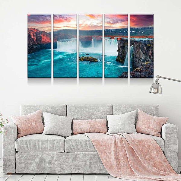 Morning Waterfall Canvas Set - FanaticPrintz