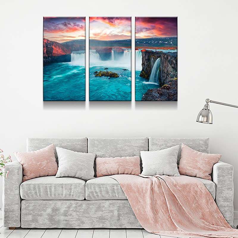 Morning Waterfall Canvas Set - FanaticPrintz