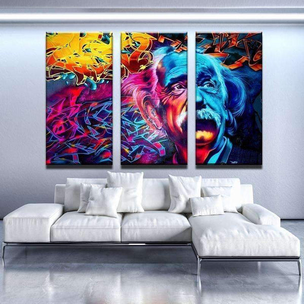 3 piece Psychedelic Einstein Canvas Set of Wall Painting