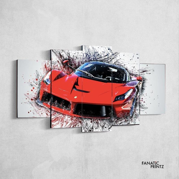 Red Super Car Digital Art Canvas Set
