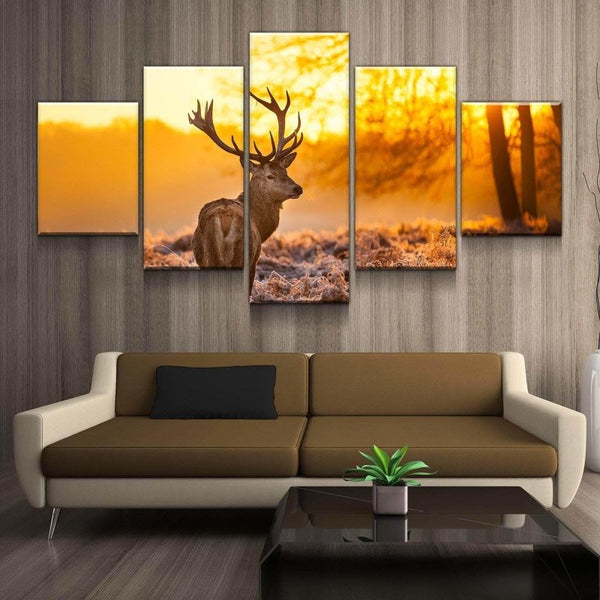 Red Deer Sunset Canvas Set