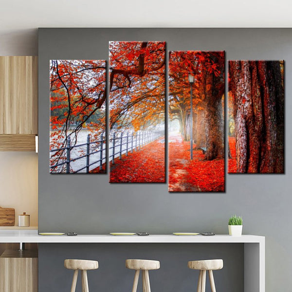 Red Fall Street Canvas Set - FanaticPrintz