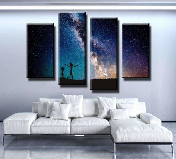 Rick and Morty Galaxy Wall art 4 Pieces