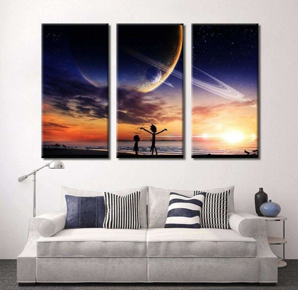 Rick and Morty Rising Sun Painting on Canvas Wall Art