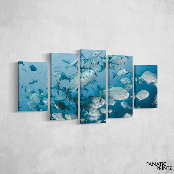 Silver Fishes under water Canvas Set - FanaticPrintz