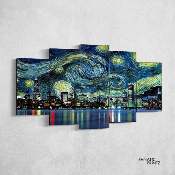 Starry Night City Life Canvas Set
