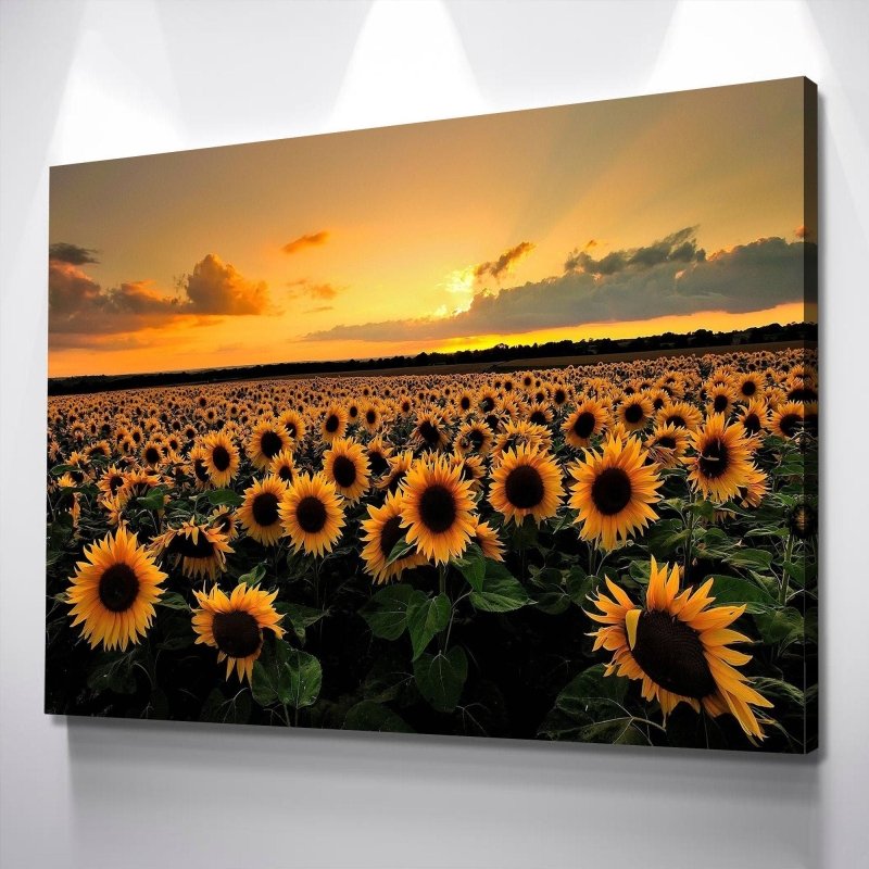 Sunflower Canvas Painting | Sunflower Canvas Wall Art | Sunflower Wall Decor Print - FanaticPrintz