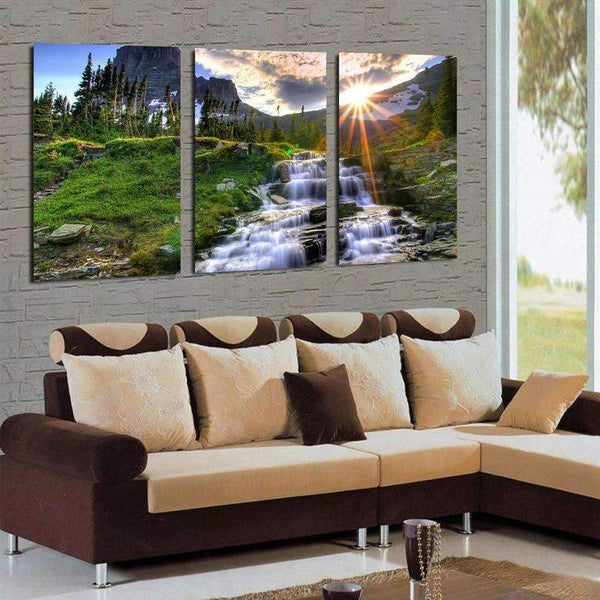 Sunset Waterfall Canvas Set